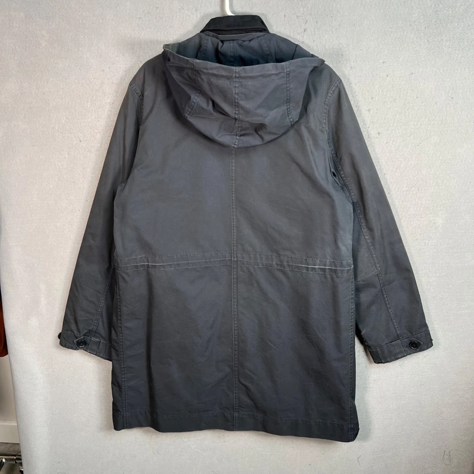 A.P.C. Dark Gray / Blue Hooded Parka Coat With Removable Lining Medium Jacket - Image 2 of 4