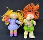 Vtg 1984 Lot Of 2 Mini Cabbage Patch Kids Dolls Figures Posable W/ Bear & Puppy