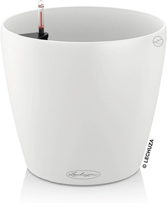 Lechuza Classico Color 28 White, Self-Watering round Planter, D11 H10.2 In