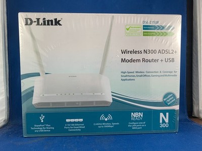 D-Link Wireless N300 ADSL2+ Modem Router + USB DSL-2750B (S)