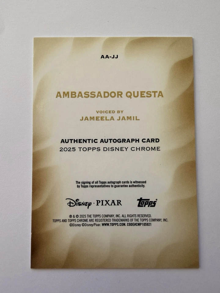 2025 Topps Chrome Disney Pixar Ambassador Questa Jameela Jamil Purple Auto /75 - Image 2 of 2