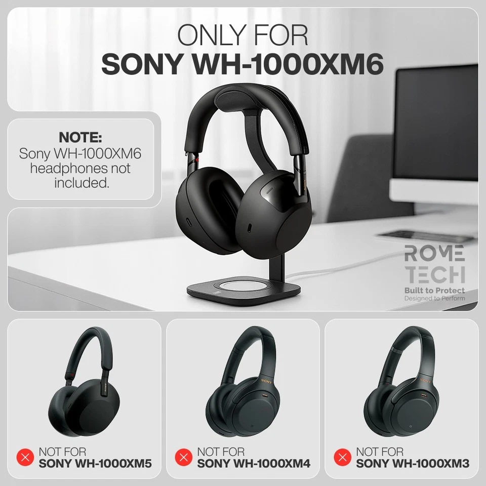 Funda protectora de silicona 3 en 1 para auriculares Sony WH-1000XM6 Foto 3 de 4