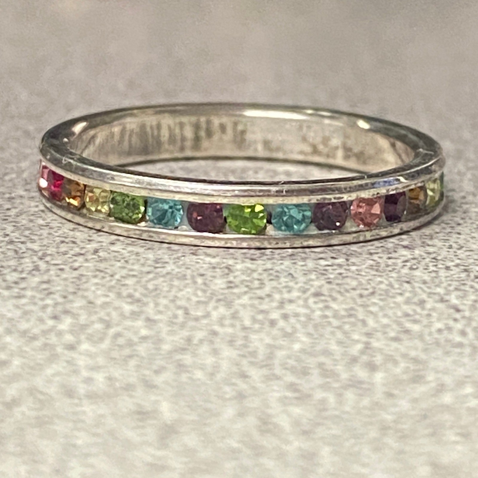 Vibrant Rainbow Multi Gemstone Stacking Eternity … - image 6