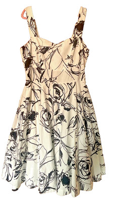 Debenhams Größe 18 schwarz weiß 50er Pin Up Stil Vollkreis Midikleid Hochzeit