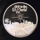 1990 Joy To The World Christmas Ornament Star-0.999 Silver 1 Ounce Oz Art Coin