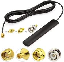 Eightwood GSM 4G LTE Antenna 3dBi SMA Male Connector Glass Mount + 3 Adapters