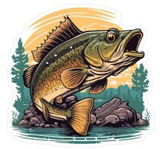 Bass Fish Fishing Sticker Stickers A471