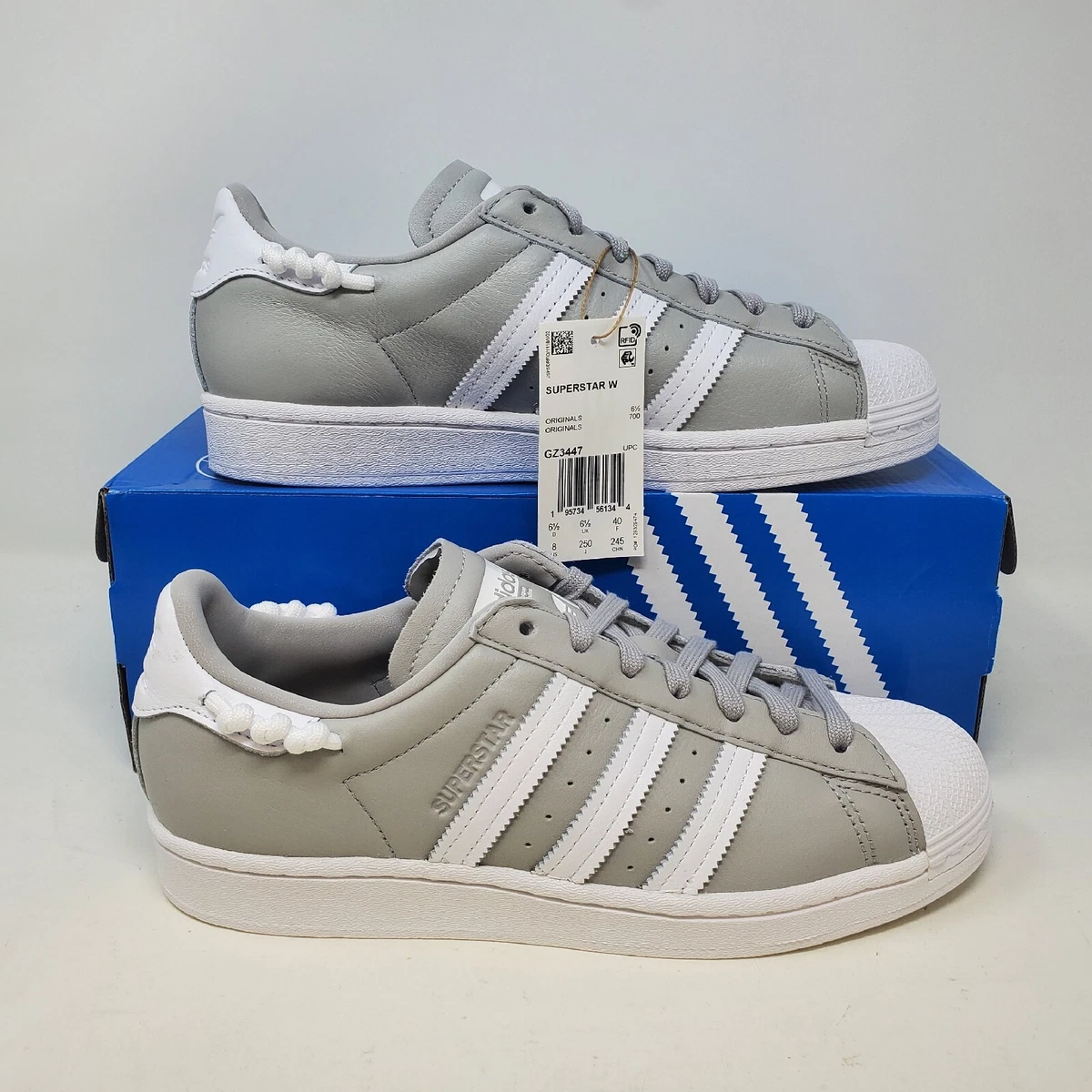 Adidas superstar top grey white damen