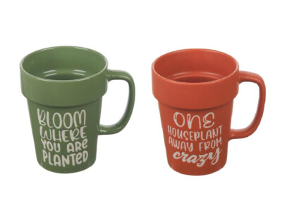 True Living 2 PC Gardening Ceramic 16 oz Mugs