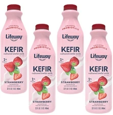 4 Bottles Lifeway Strawberry Lowfat Kefir Milk Drink Probiotics Size 32 oz 4-pck