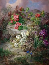 Alpine Flowers with Butterfly by J. Lauer Tile Mural Kitchen Backsplash Ceramic