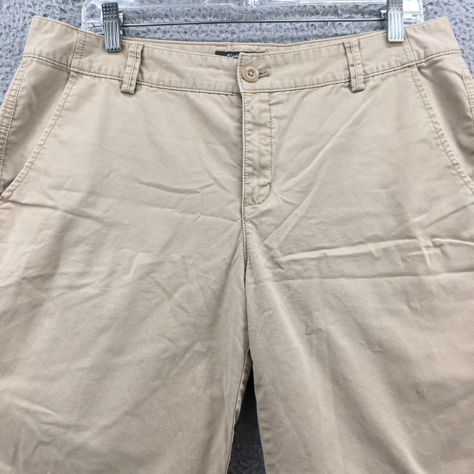 Pantalones cortos chinos Eddie Bauer para mujer 14 (35x11,5 real) marrón tiro medio mezcla de algodón Foto 2 de 4