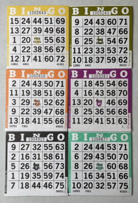 300 PAPER Bingo Game Cards Square 1 On Single Sheets 6 Assorted Colors 50 Each