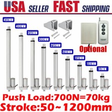 DC 12V Linear Actuator Motor 700N 70KG Fast Speed 15mm/s Long Stroke Remote Kit