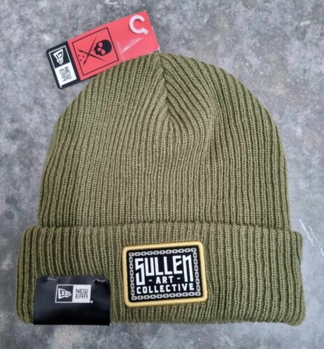 Sullen Beanie / New Era Army Green Ribbed Hat Tattoo Ski Art Winter Outdoor Cap - Picture 1 of 8
