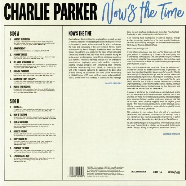 CHARLIE PARKER Now's The Time Vinyl Record Album LP Dreyfus Jazz 2018 Bebop Bop - Image 4 of 4