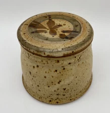 Studio Art Pottery Thrown French Butter Bell Crock Keeper Stoneware Boho Signed