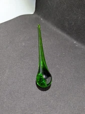 RARE VINTAGE GREEN RAIN DROP GLASS CRYSTAL CHANDELIER PART PRISM 6 1/8"