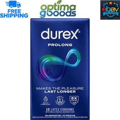Durex Prolong Condoms with Delay Lubricant, Ribbed & Dotted, 12 Count