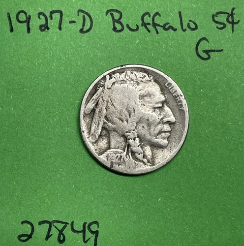 1927-D Buffalo 🦬 Indian Head Nickel 5c Good US Coin