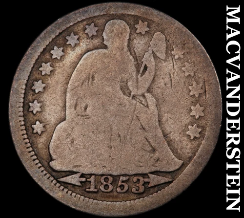 1853 Seated Liberty Dime- Scarce Better Date #i7228