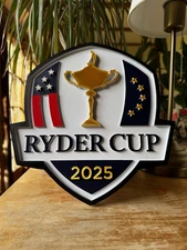 Decorative Ryder Cup 2025 Plaque – Style Shield Trophy Sign | 25cm