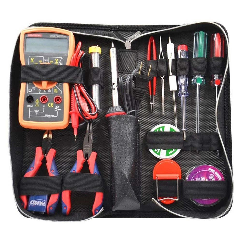 Electrical Electrician Tool Kit 15-Piece Set Digital Multimeter Diagonal Cutters