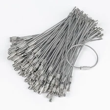 Pawfly 5 Inch/10 Inch Wire Keychain Cable Large Stainless 100 Pack, Silver 