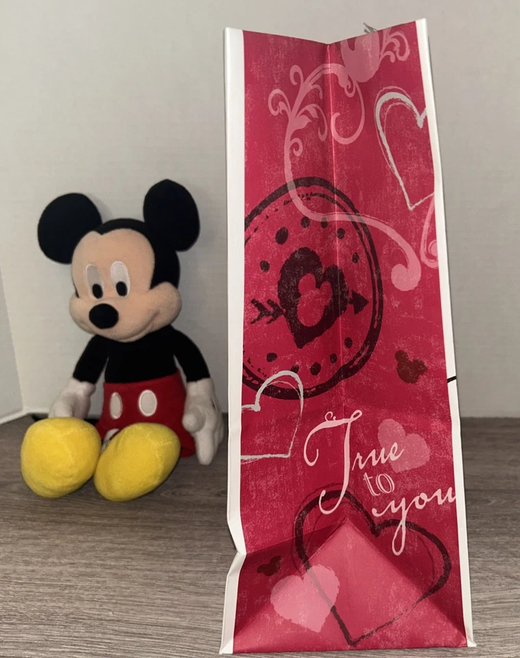 "Rara bolsa de regalo Disney Hallmark Minnie & Mickey Kissing 10,25x5x12,75"" Mickey gratis" Foto 2 de 4