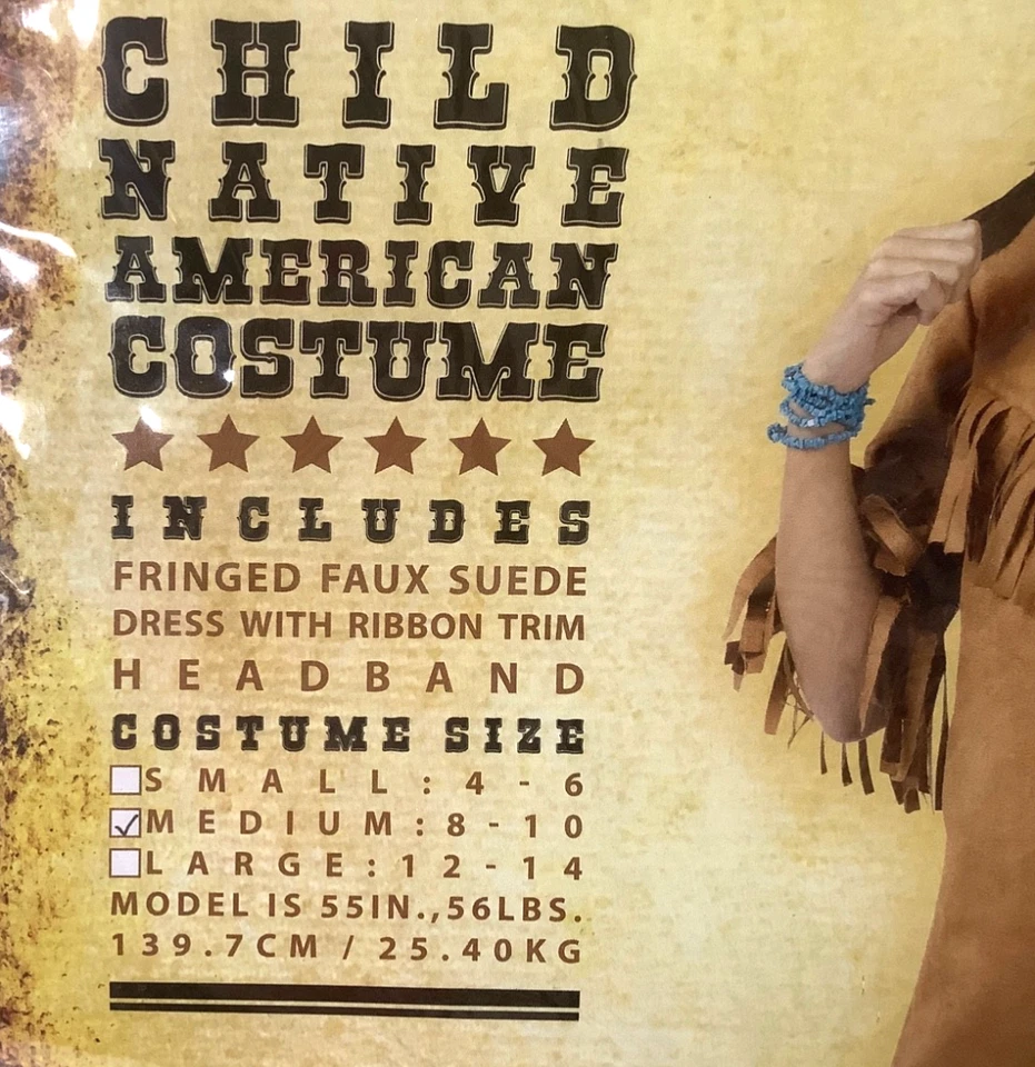 Disfraz de indio nativo americano del salvaje oeste occidental para niña talla MEDIANA 8-10 Foto 2 de 4