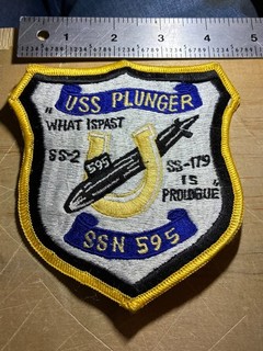 Cold War/Vietnam? US NAVY PATCH USS PLUNGER SSN 595 SUBMARINE ORIGINAL USN!