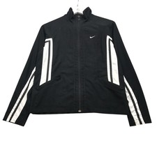 Vintage Y2K Nike Lined Track Jacket Womens Small Long Sleeve Swoosh Black White