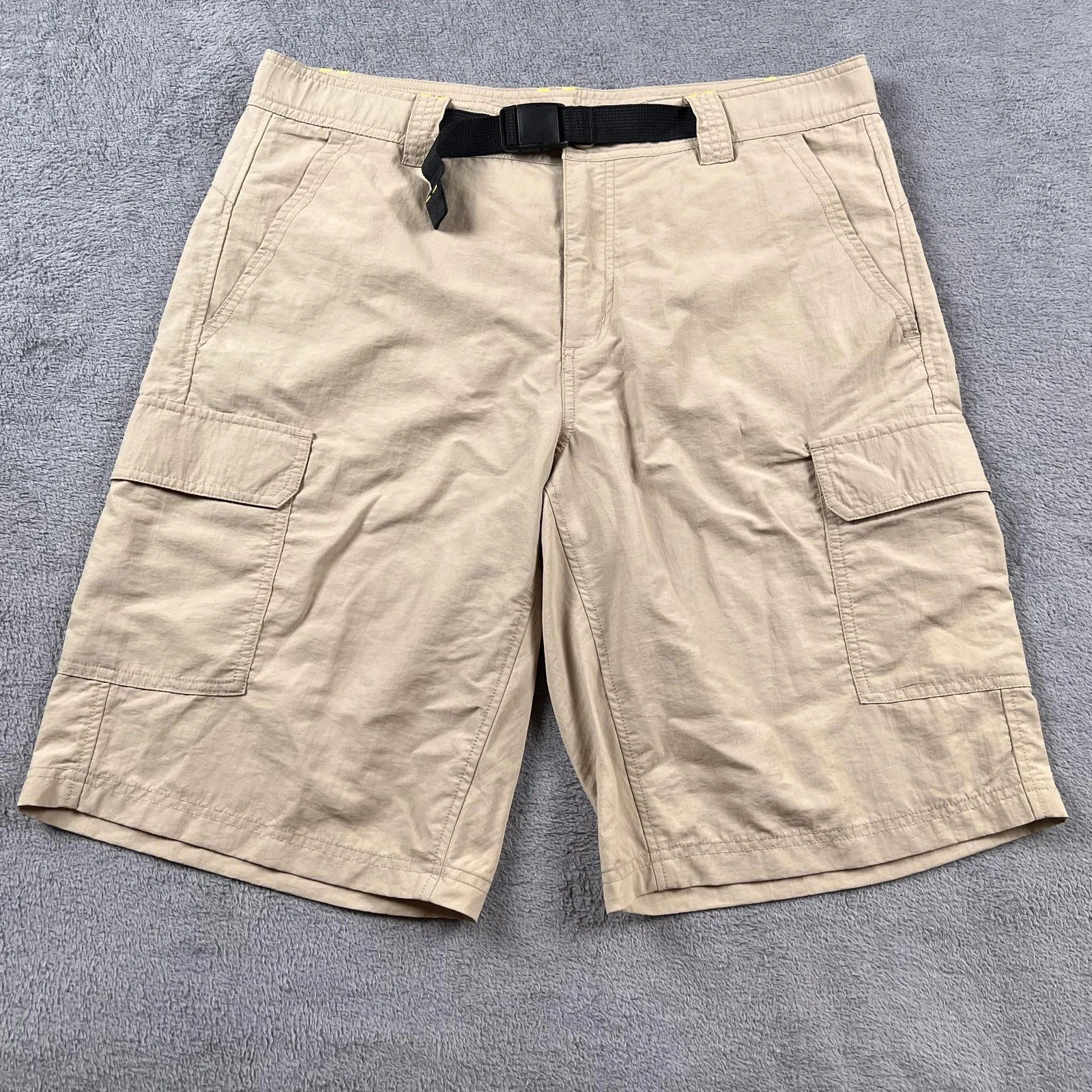 Eddie Bauer Cargo Shorts Mens 34 Nylon Hiking Outdoor Quick Dry Belted Pockets