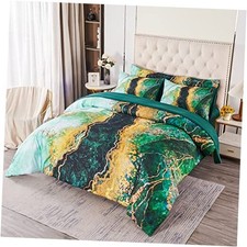 6 Pcs Bed-in-A-Bag Watercolor Marble Pattern Comforter Set full 6Pcs Green