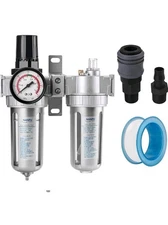 NANPU 3/8" NPT Air Filter Pressure Regulator Lubricator Dryer Gauge Kit Water...