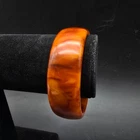 Marbled Orange Bakelite Bangle Bracelet Vintage Plastic Costume Jewelry