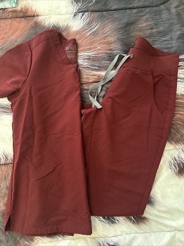 Burgundy Figs Scrub Set Joggers Extra Small Petite Top Extra Extra Small