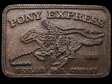 IK23103 VINTAGE 1970s PONY EXPRESS OVERLAND MAIL COMPANY BELT BUCKLE