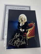 DOLLY PARTON Autographed 8.5 x 11 Hand Signed Photo COA Gold Pen Big Hair sexy