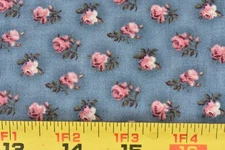 By 1/2 Yd, Vintage, Pink Calico on Blue Quilt Cotton, Peter Pan, V949