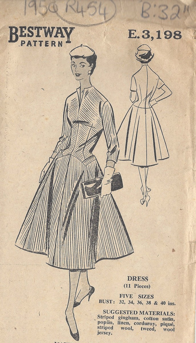 1950s Vintage Sewing Pattern B32