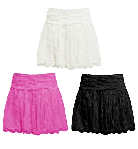 NEW Lace Skirt Womens Shorts Skirts Ladies Mini Black Side Zip
