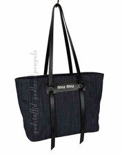 Miu Miu Grace Lux Denim Shopping Tote