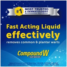 Compound W Wart Remover Salicylic Acid Fast Acting Liquid Safe & Effective .31oz