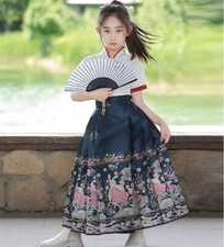 hot Chinese embroidery Hanfu Costume Girls Dress horse-face skirt