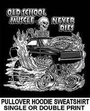 1968-70 OLD SCHOOL MUSCLE HOT ROD OUTLAW RACE BLOWER CAR SKULL HOODIE SWEATSHIRT