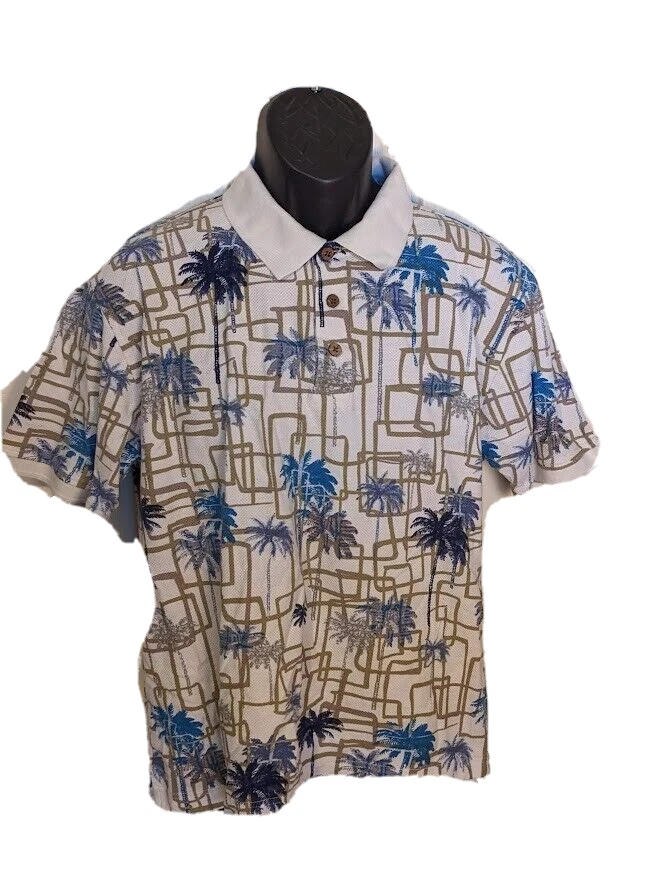 Men's Large Caribbean Hawaiian T-Shirt Button Casual Polo Palm Trees
Opens in a new window or tab