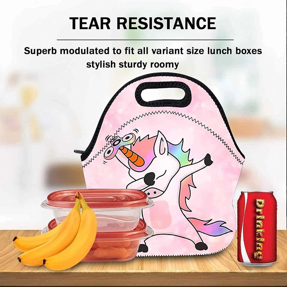 Bolsa de almuerzo de neopreno Unicorn Dabbing - aislada e impermeable Foto 4 de 4