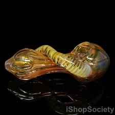 5" Golden Spiral Wormhole Tobacco Smoking Pipe Thick Collectible Pipes - P414B
