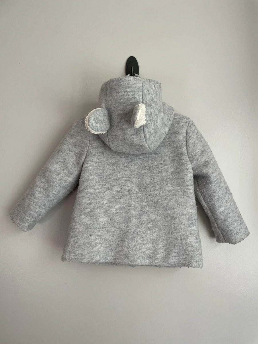 Cat Jack Girls 2T Hooded Hoodie Gray Bunny Ears Rabbit Pea Coat Jacket